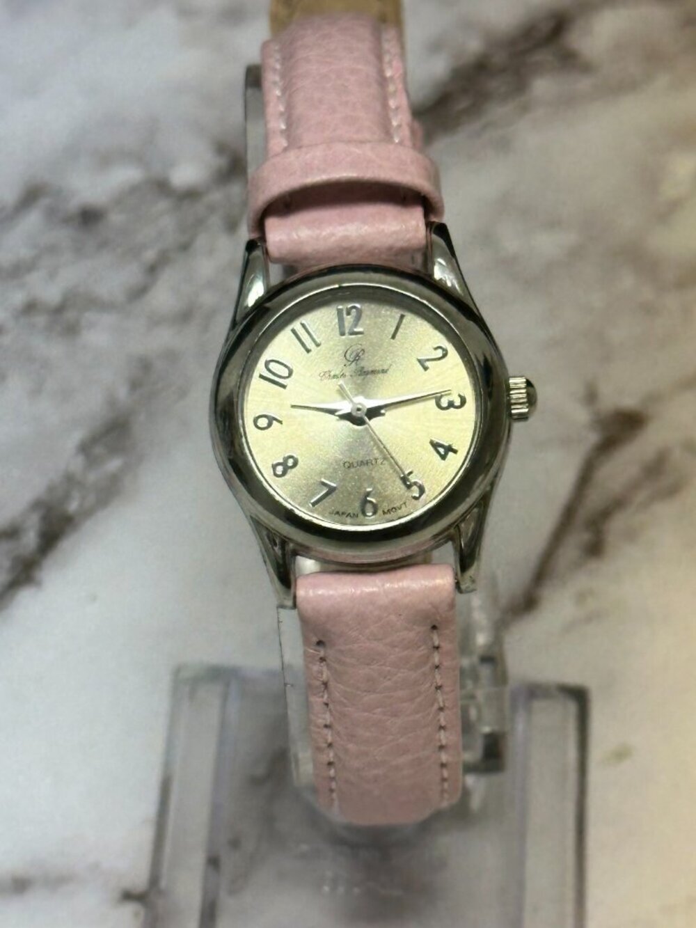 3/$30 Charles Raymond Watch Women Silver Tone 23MM Dial Pink Leather Band